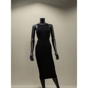 Olivaceous Black Ribbed Knit Cutout Midi Dress‎ Women's Size M Sexy Chic